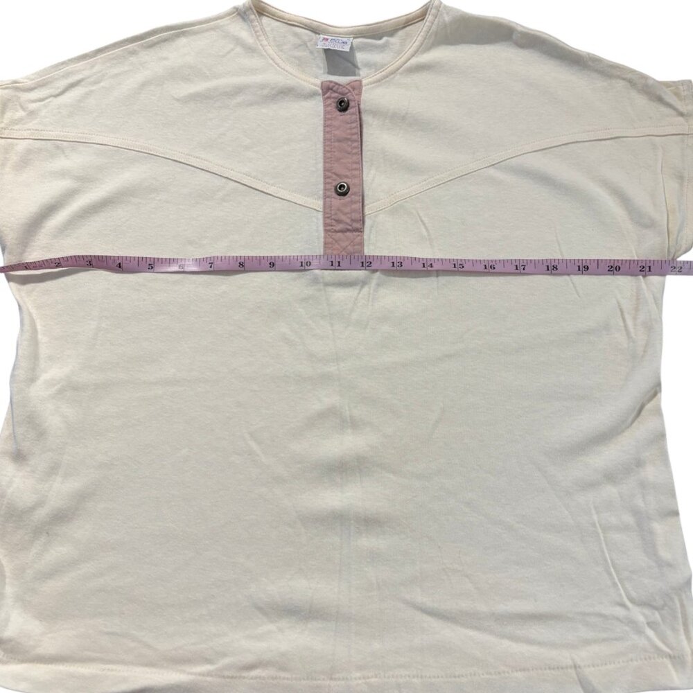 Bay Club by Catalina Vintage 80s Women's off white pink Henley sleeveless shirt - Picture 7 of 8